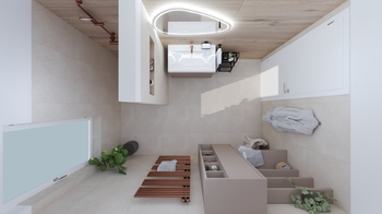 vizualizace spodní koupelna - Prodej domu 153 m², Dobříč