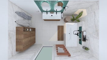 vizualizace horní koupelna - Prodej domu 153 m², Dobříč