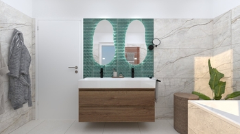 vizualizace horní koupelna - Prodej domu 153 m², Dobříč