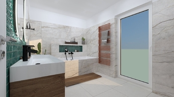vizualizace horní koupelna - Prodej domu 153 m², Dobříč