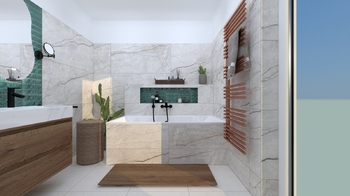 vizualizace horní koupelna - Prodej domu 153 m², Dobříč