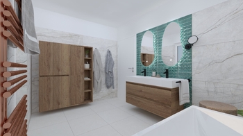 vizualizace horní koupelna - Prodej domu 153 m², Dobříč