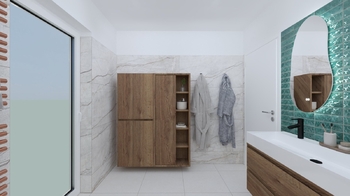 vizualizace horní koupelna - Prodej domu 153 m², Dobříč