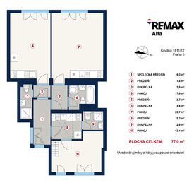 Prodej bytu 2+1 v osobním vlastnictví 77 m², Praha 5 - Smíchov