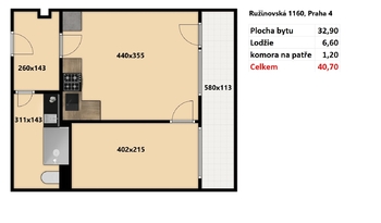 Prodej bytu 2+kk v osobním vlastnictví 33 m², Praha 4 - Krč