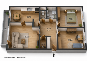 Prodej bytu 3+1 v osobním vlastnictví 75 m², Praha 4 - Chodov