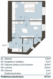Pronájem bytu 2+kk v osobním vlastnictví 48 m², Praha 3 - Žižkov