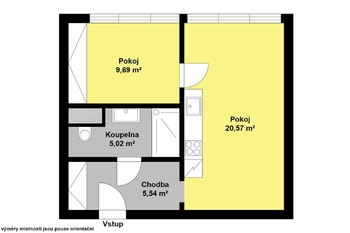 Pronájem bytu 2+kk v osobním vlastnictví 44 m², Kolín