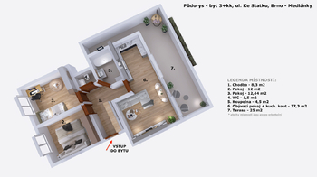 Prodej bytu 3+kk v osobním vlastnictví 66 m², Brno