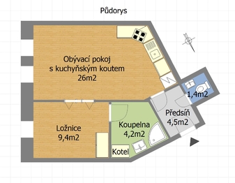 Pronájem bytu 2+kk v osobním vlastnictví 45 m², Praha 2 - Vinohrady