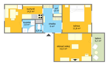 Pronájem bytu 2+1 v osobním vlastnictví 57 m², Brno