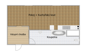 Orientační půdorys - Prodej bytu 1+kk v osobním vlastnictví 38 m², Protivín