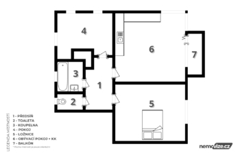 půdorys - Prodej bytu 3+kk v osobním vlastnictví 69 m², Praha 5 - Radlice