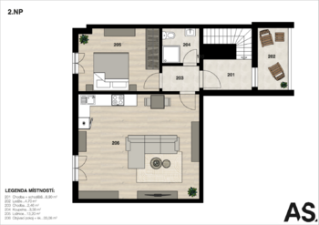 Prodej bytu 2+kk v osobním vlastnictví 54 m², Praha 5 - Slivenec