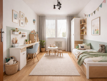 Vizualizace možné rekonstrukce dětského pokoje. - Prodej bytu 3+1 v družstevním vlastnictví 76 m², Neratovice