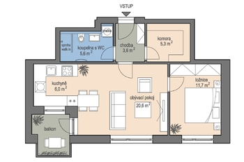 Prodej bytu 2+kk v osobním vlastnictví 53 m², Brno