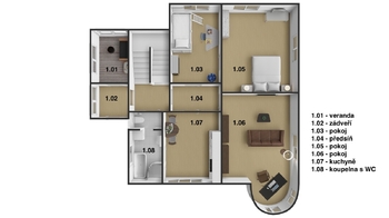 Půdorys 1.NP - Prodej domu 386 m², České Budějovice