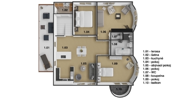 Půdorys 2.NP - Prodej domu 386 m², České Budějovice