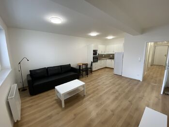 obývací pokoj s kuchyňským koutem - Pronájem bytu 1+kk v osobním vlastnictví 45 m², Plzeň
