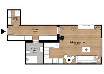 Pronájem bytu 1+kk v osobním vlastnictví 45 m², Plzeň
