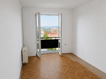 Obývací pokoj - balkon - Prodej bytu 2+1 v osobním vlastnictví 45 m², Brno