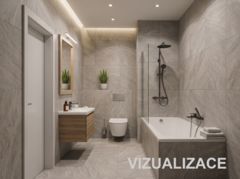 Koupelna - vizualizace - Prodej bytu 2+1 v osobním vlastnictví 45 m², Brno
