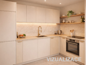 Kuchyně - vizualizace - Prodej bytu 2+1 v osobním vlastnictví 45 m², Brno