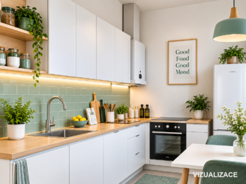 Kuchyně - vizualizace - Prodej bytu 2+1 v osobním vlastnictví 45 m², Brno
