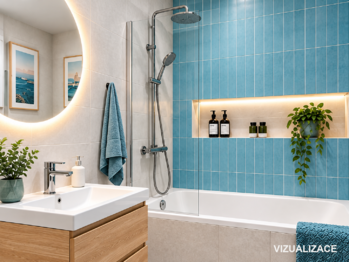 Koupelna - vizualizace - Prodej bytu 2+1 v osobním vlastnictví 45 m², Brno
