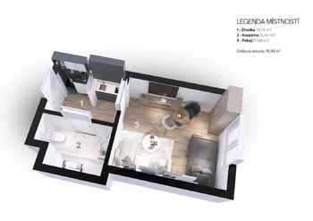 Pronájem bytu 1+kk v osobním vlastnictví 20 m², Městec Králové
