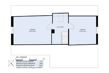 Půdorys podkroví - Prodej domu 90 m², Horní Planá