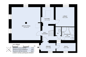 Půdorys přízemí - Prodej domu 90 m², Horní Planá