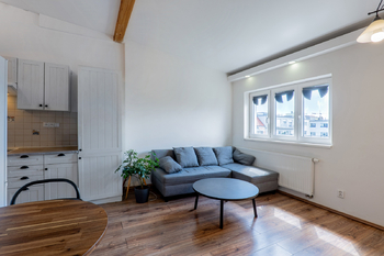 Obývací pokoj  - Pronájem bytu 2+kk v osobním vlastnictví 38 m², Praha 3 - Žižkov