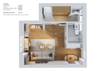 Prodej bytu 1+kk v osobním vlastnictví 34 m², Praha 3 - Žižkov