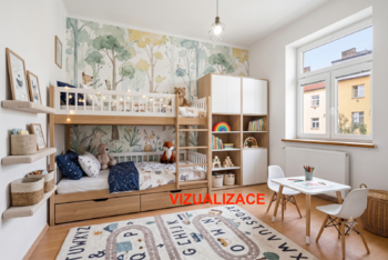 Vizualizace dětského pokoje - Prodej bytu 3+1 v osobním vlastnictví 84 m², Praha 4 - Nusle