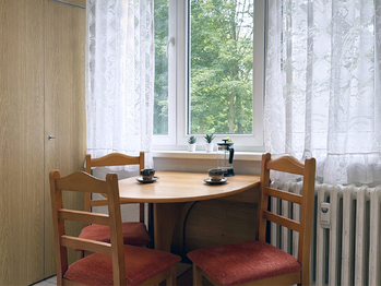 Jídelní kout s výhledem do přírody - Prodej bytu 2+1 v osobním vlastnictví 57 m², Chodov