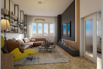 vizualizace 1.pokoj - Prodej bytu 2+1 v osobním vlastnictví 95 m², Praha 6 - Bubeneč