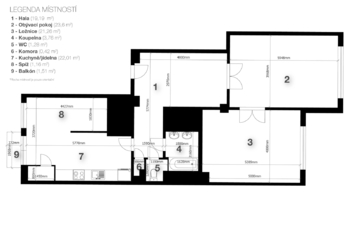 2D půdorys - Prodej bytu 2+1 v osobním vlastnictví 95 m², Praha 6 - Bubeneč