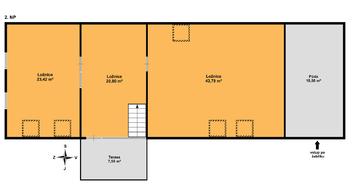Půdorys horního patra  - Prodej domu 195 m², Schořov