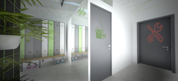 vizualizace sociální zázemí - Pronájem kancelářských prostor 1247 m², Ostrava