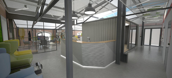 vizualizace recepce - Pronájem kancelářských prostor 1247 m², Ostrava