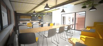vizualizace jídelna - Pronájem kancelářských prostor 1247 m², Ostrava