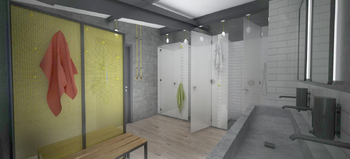 vizualizace sociální zázemí - Pronájem kancelářských prostor 1247 m², Ostrava