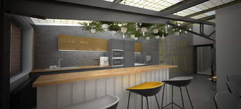 vizualizace jídelna - Pronájem kancelářských prostor 1247 m², Ostrava