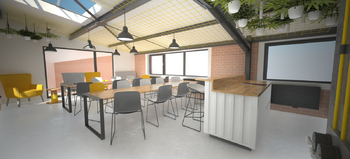 vizualizace jídelna - Pronájem kancelářských prostor 1247 m², Ostrava
