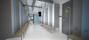 vizualizace sociální zázemí - Pronájem kancelářských prostor 1247 m², Ostrava