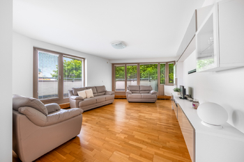 Prostorný a slunný obývací pokoj - Pronájem bytu 4+kk v osobním vlastnictví 116 m², Praha 3 - Žižkov
