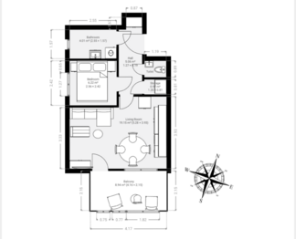Půdorys - Prodej bytu 3+kk v osobním vlastnictví 50 m², Praha 8 - Kobylisy