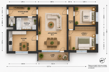 Prodej bytu 3+1 v osobním vlastnictví 78 m², Příbram