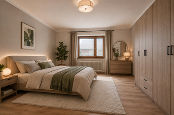 Vizualizace ložnice přízemí - Prodej domu 181 m², Kamenice